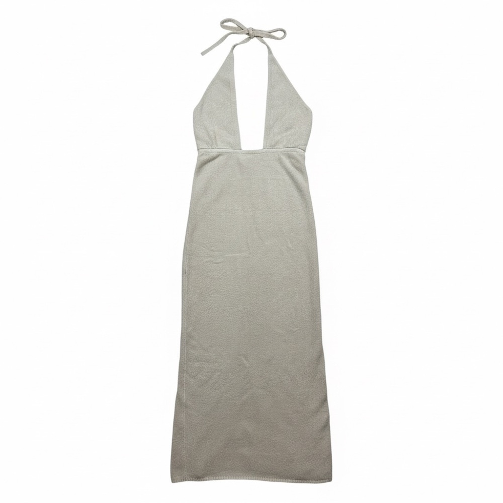 Pampelone Faiza Halter Midi Dress Beige Linen Blend NWT Size Small